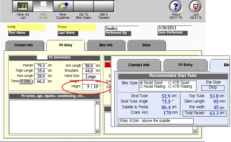 Long-torso customer fit data