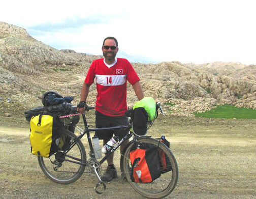 Ben with his custom Rodriguez touring bike