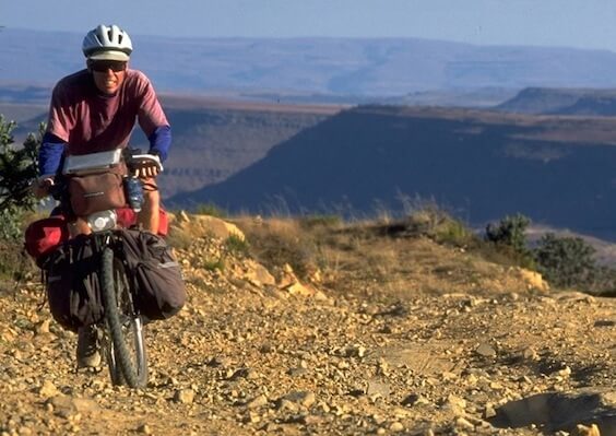 Willie Weir riding his Rodriguez Touring Bike